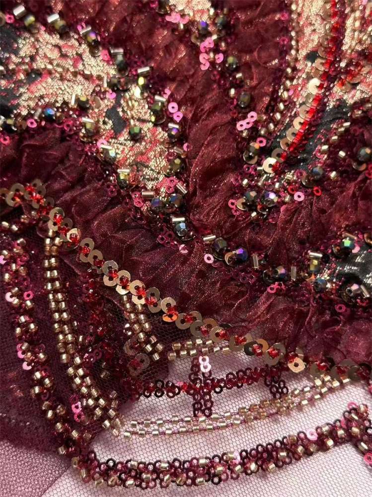 Beaded Tulle 3D Floral Fabric - 5 Yards | COD HN489