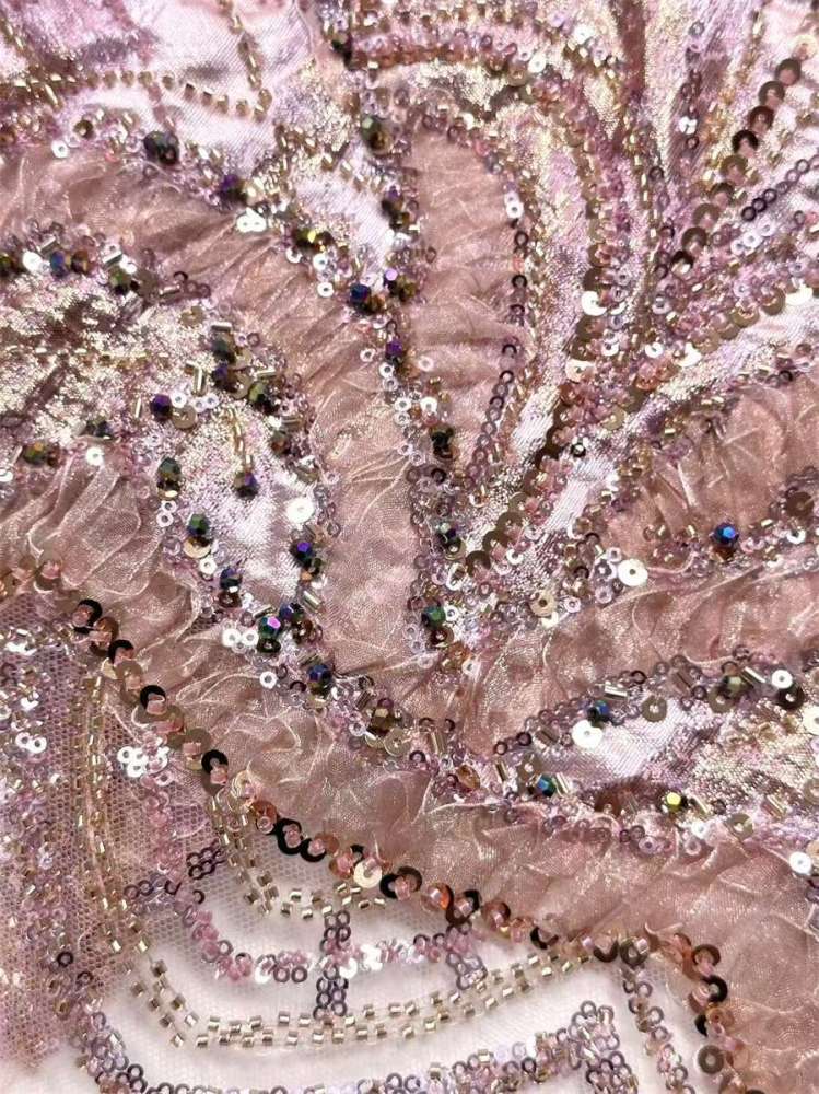 Beaded Tulle 3D Floral Fabric - 5 Yards | COD HN489