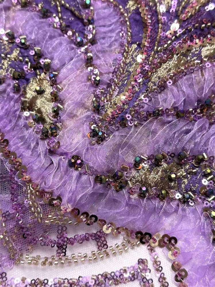 Beaded Tulle 3D Floral Fabric - 5 Yards | COD HN489