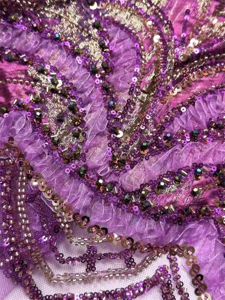Beaded Tulle 3D Floral Fabric - 5 Yards | COD HN489