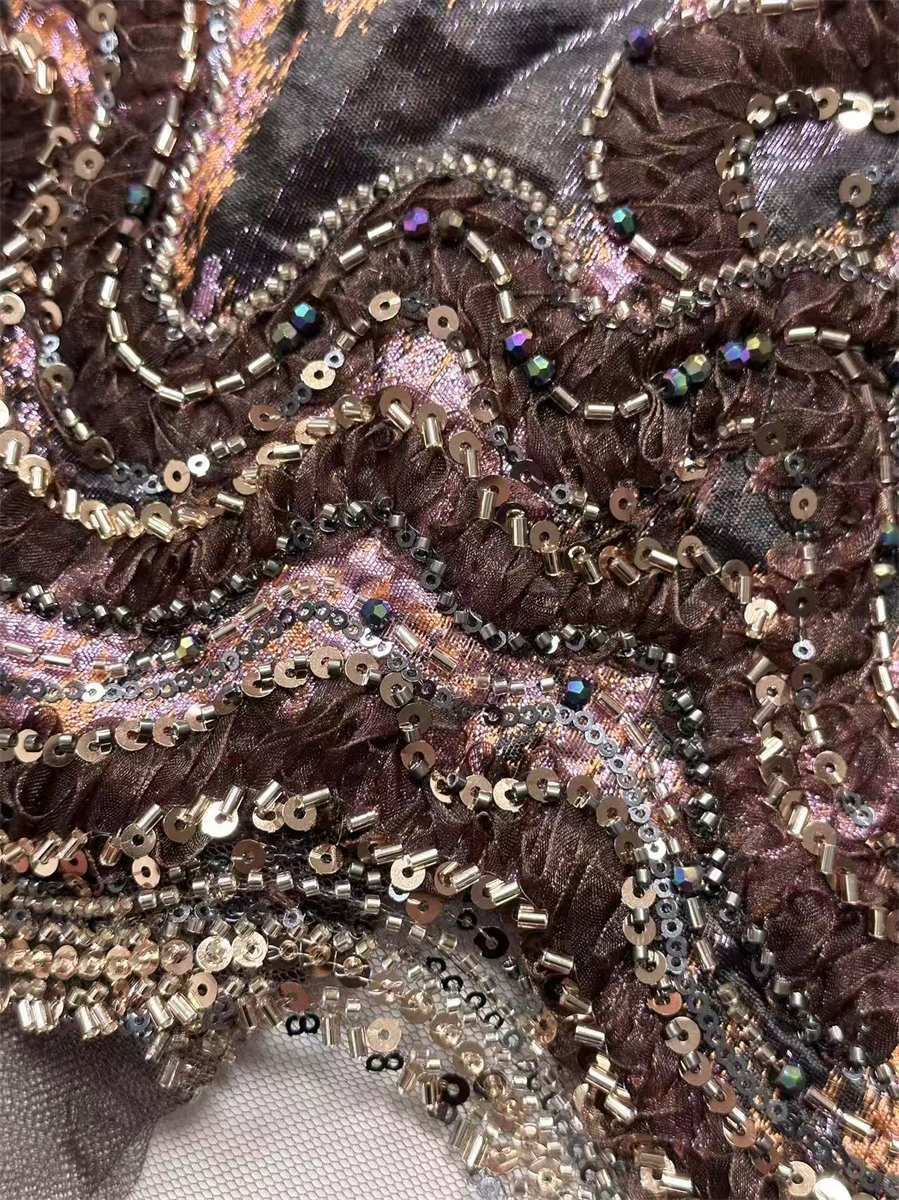 Beaded Tulle 3D Floral Fabric - 5 Yards | COD HN490