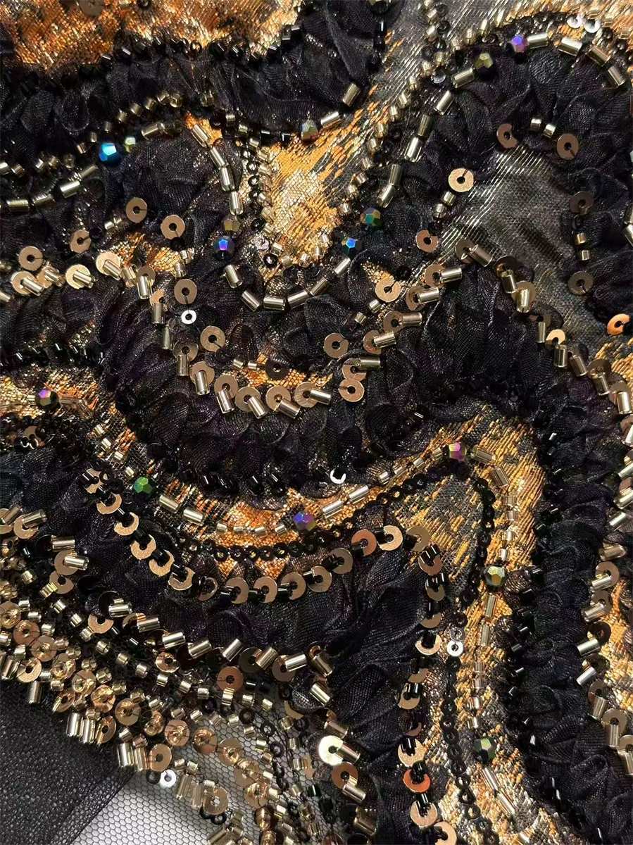 Beaded Tulle 3D Floral Fabric - 5 Yards | COD HN490