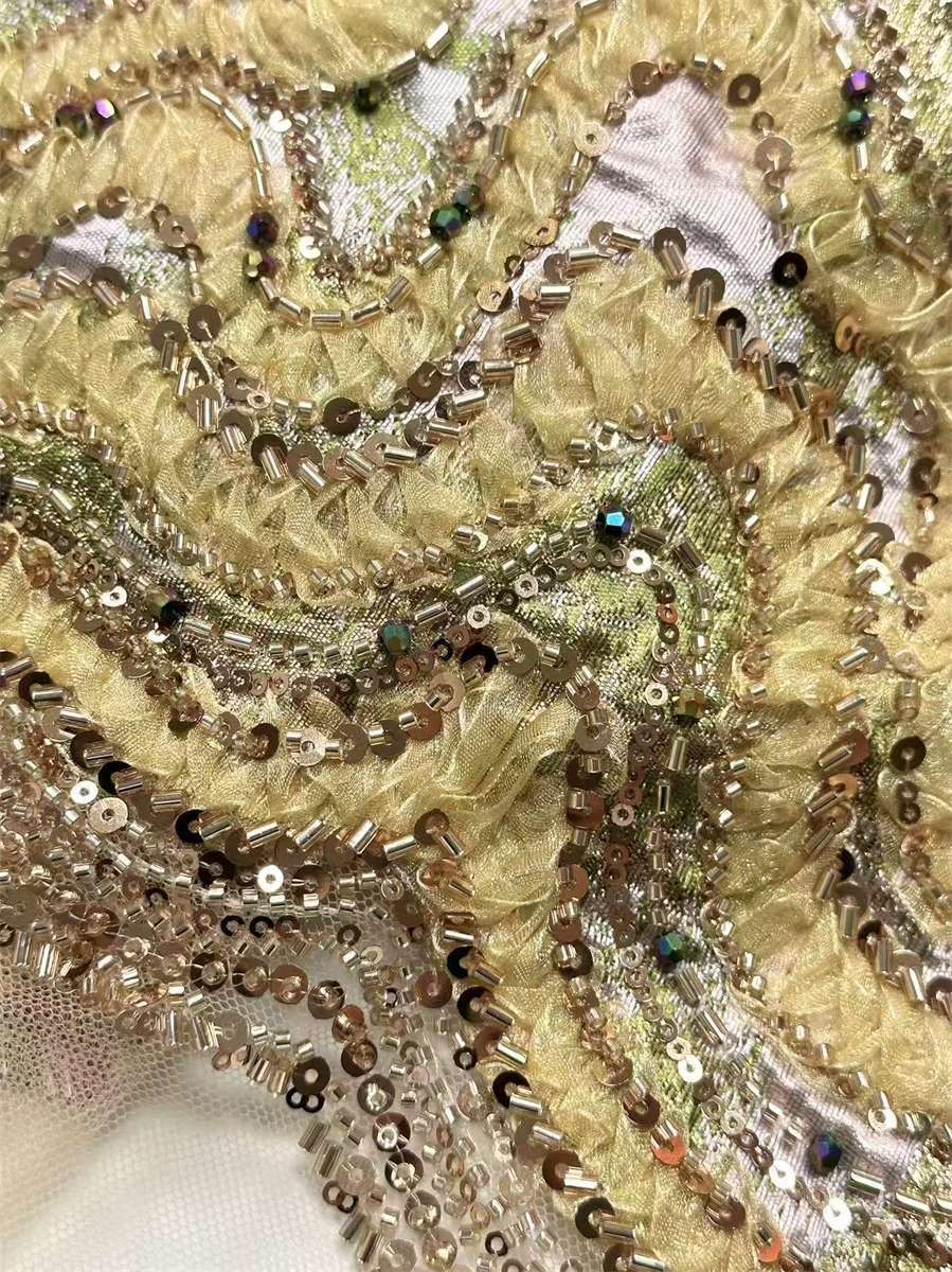 Beaded Tulle 3D Floral Fabric - 5 Yards | COD HN490