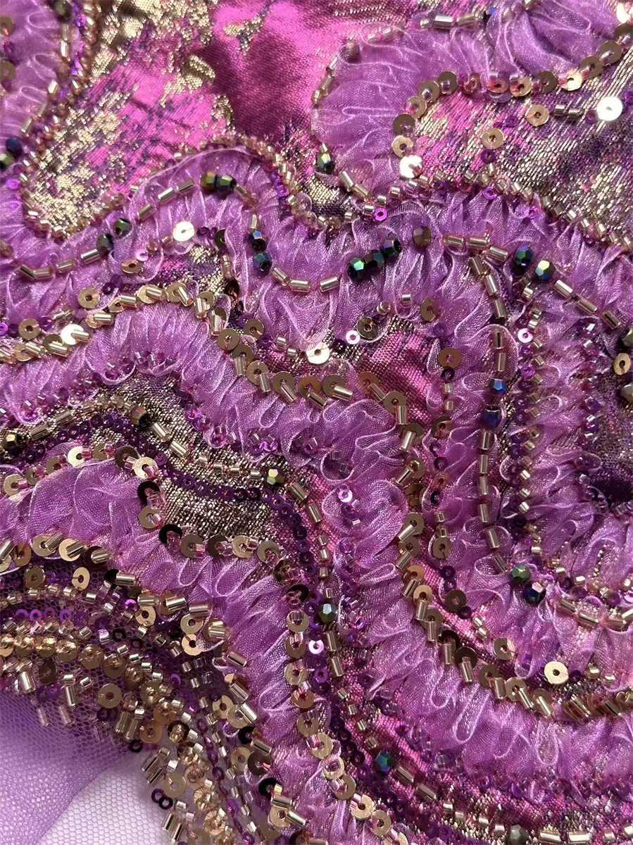 Beaded Tulle 3D Floral Fabric - 5 Yards | COD HN490