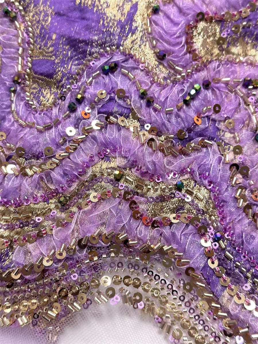 Beaded Tulle 3D Floral Fabric - 5 Yards | COD HN490