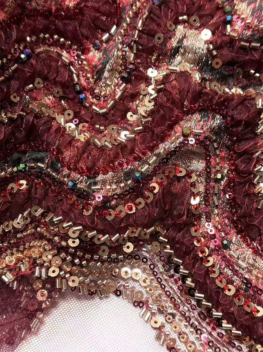 Beaded Tulle 3D Floral Fabric - 5 Yards | COD HN490