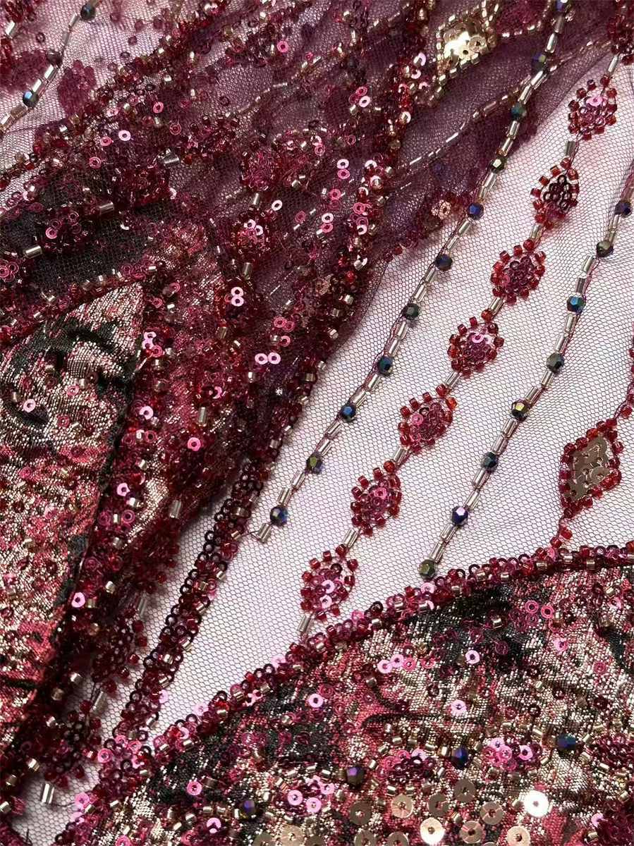 Beaded Tulle 3D Floral Fabric - 5 Yards | COD HN491