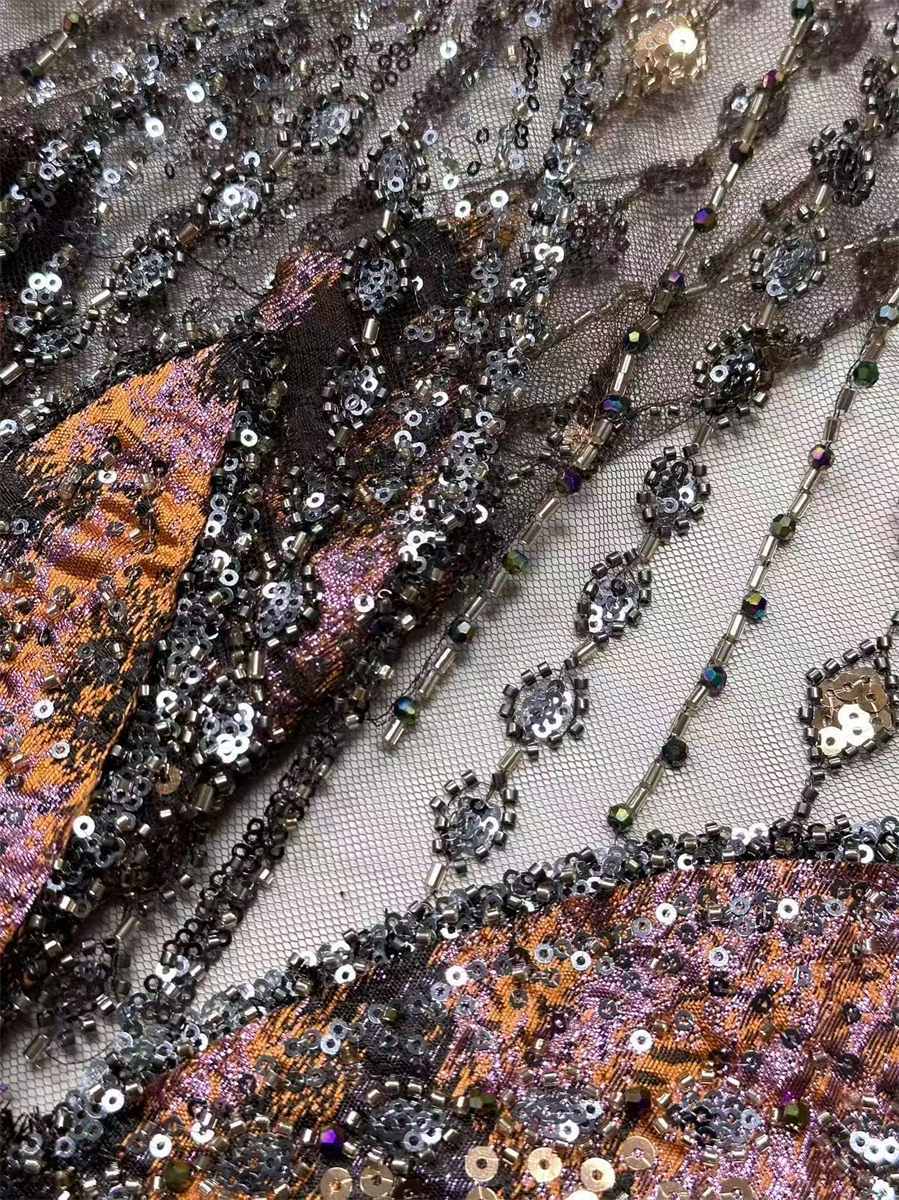 Beaded Tulle 3D Floral Fabric - 5 Yards | COD HN491