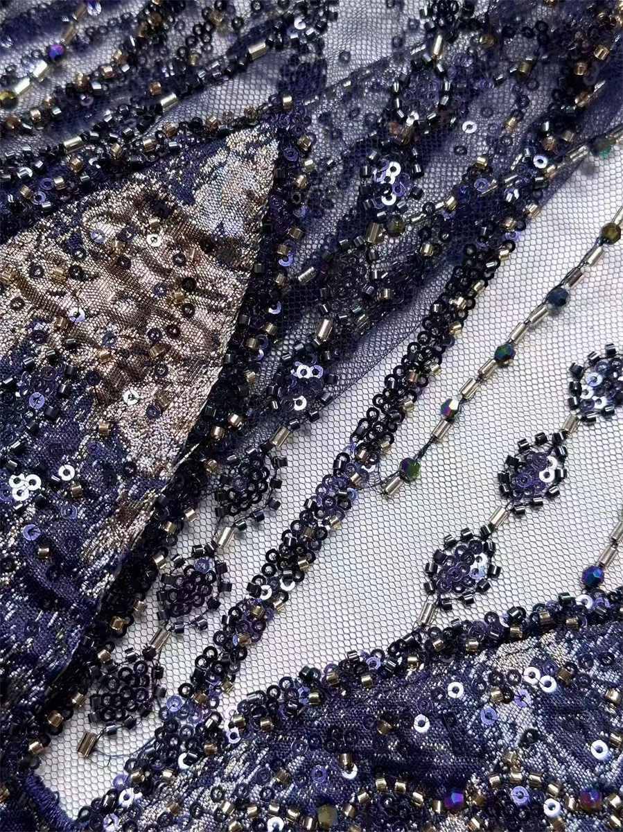 Beaded Tulle 3D Floral Fabric - 5 Yards | COD HN491