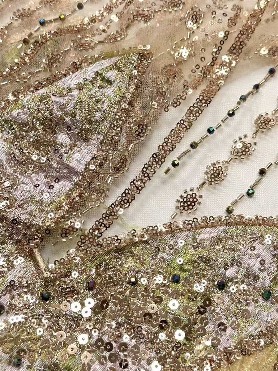 Beaded Tulle 3D Floral Fabric - 5 Yards | COD HN491