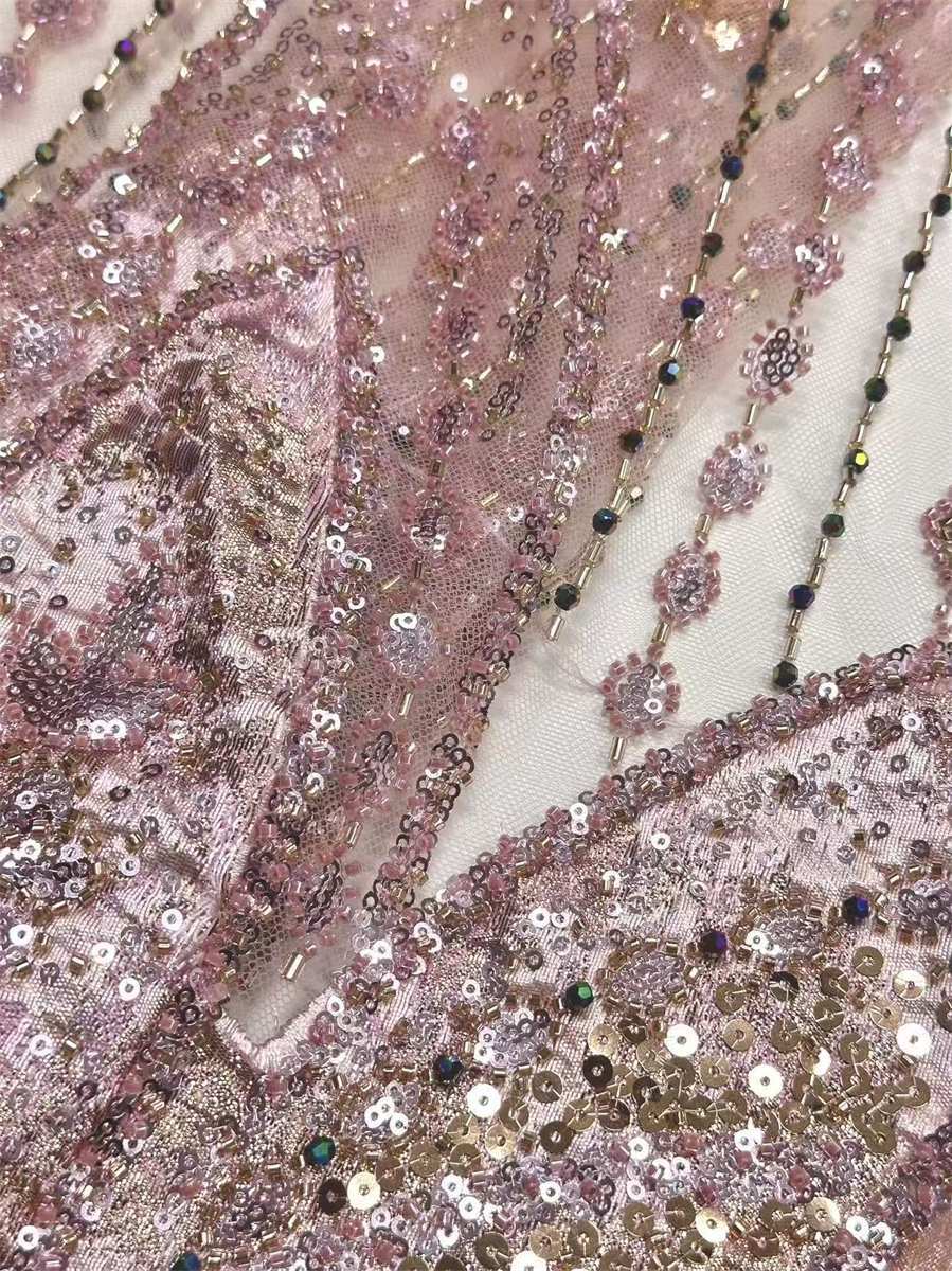 Beaded Tulle 3D Floral Fabric - 5 Yards | COD HN491