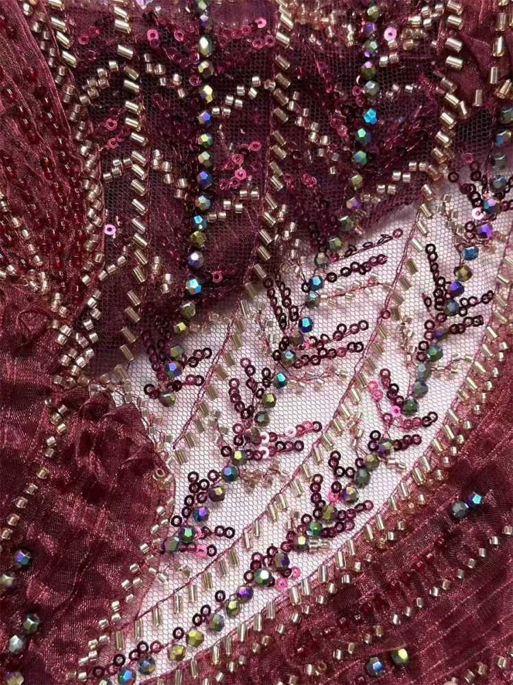 Beaded Tulle 3D Floral Fabric - 5 Yards | COD HN492