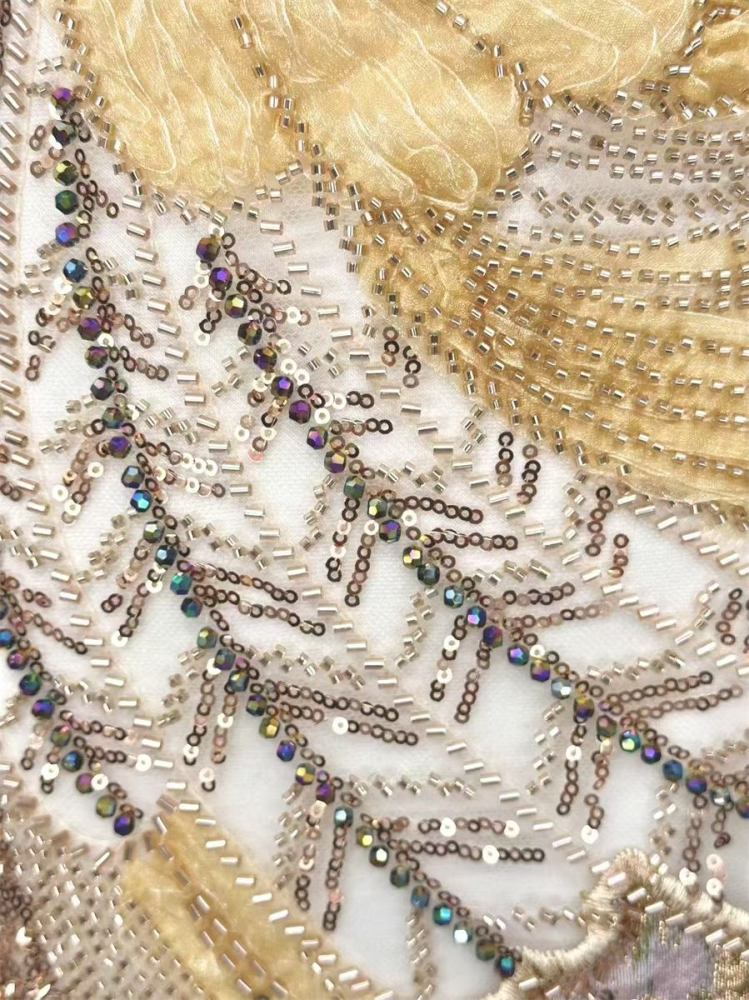Beaded Tulle 3D Floral Fabric - 5 Yards | COD HN492