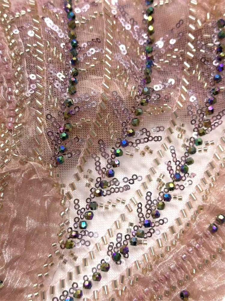Beaded Tulle 3D Floral Fabric - 5 Yards | COD HN492