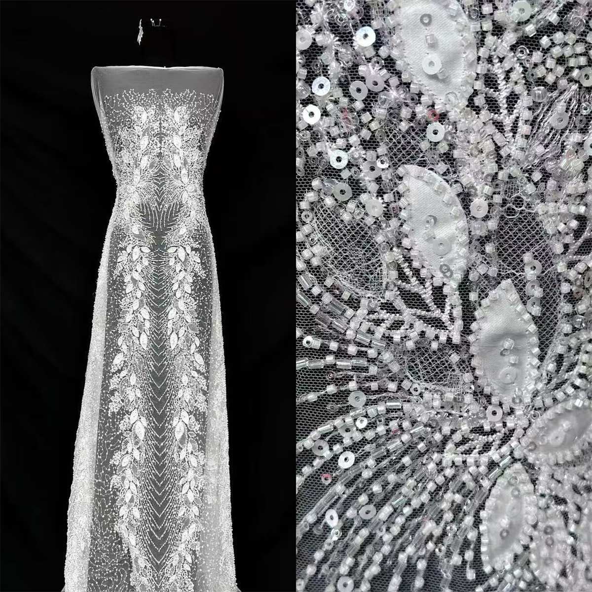 Beaded Tulle Fabric - 5 Yards | COD HN493