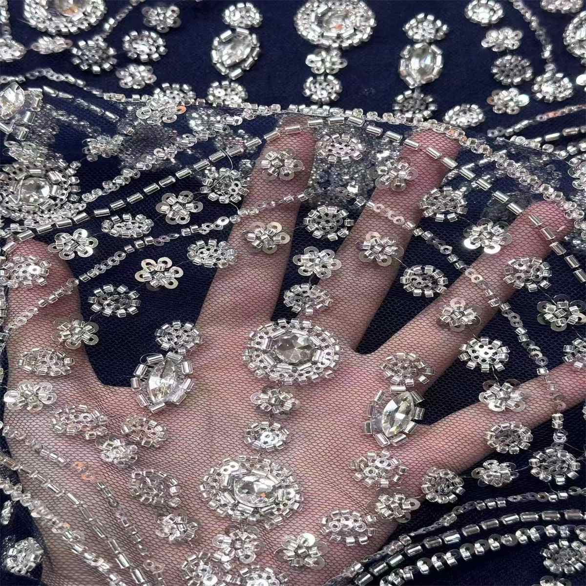 Beaded Tulle Fabric - 5 Yards | COD HN495