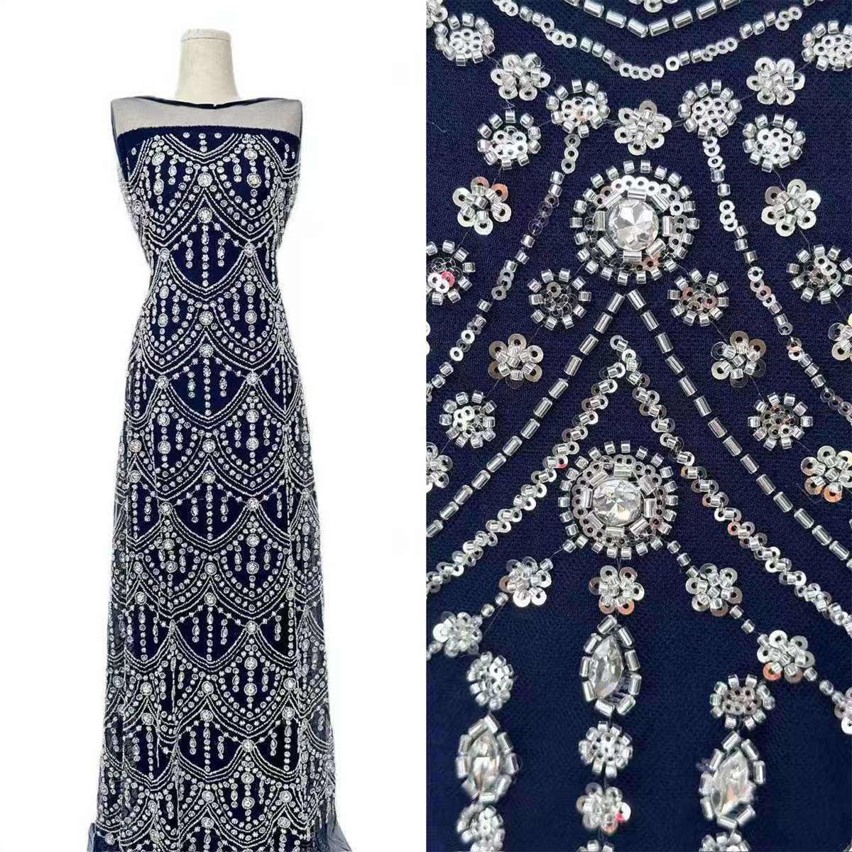 Beaded Tulle Fabric - 5 Yards | COD HN495