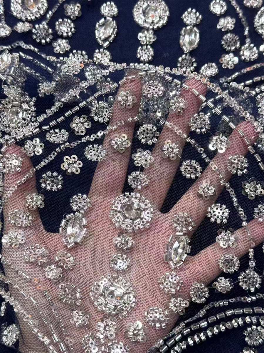 Beaded Tulle Fabric - 5 Yards | COD HN495