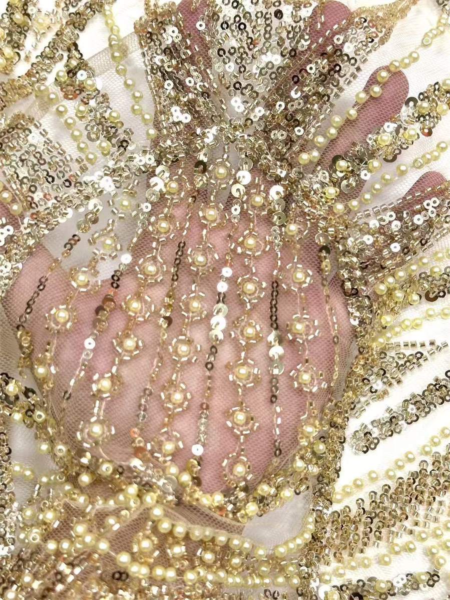 Beaded Tulle Fabric - 5 Yards | COD HN498