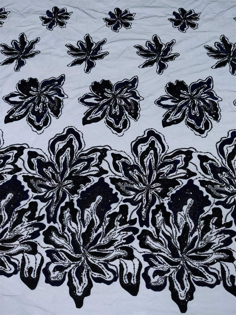 Beaded Tulle 3D Floral Fabric - 5 Yards | MOD ZT025