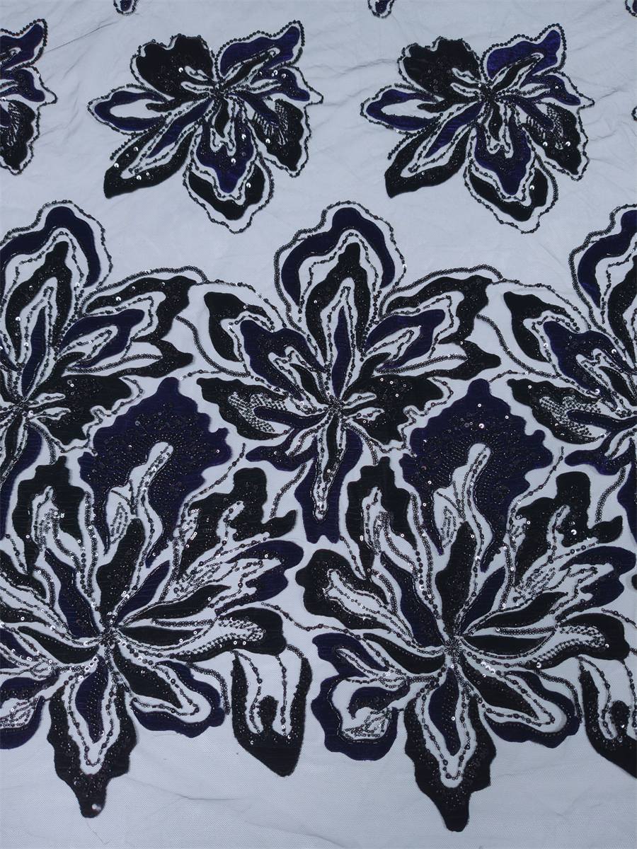 Beaded Tulle 3D Floral Fabric - 5 Yards | MOD ZT025