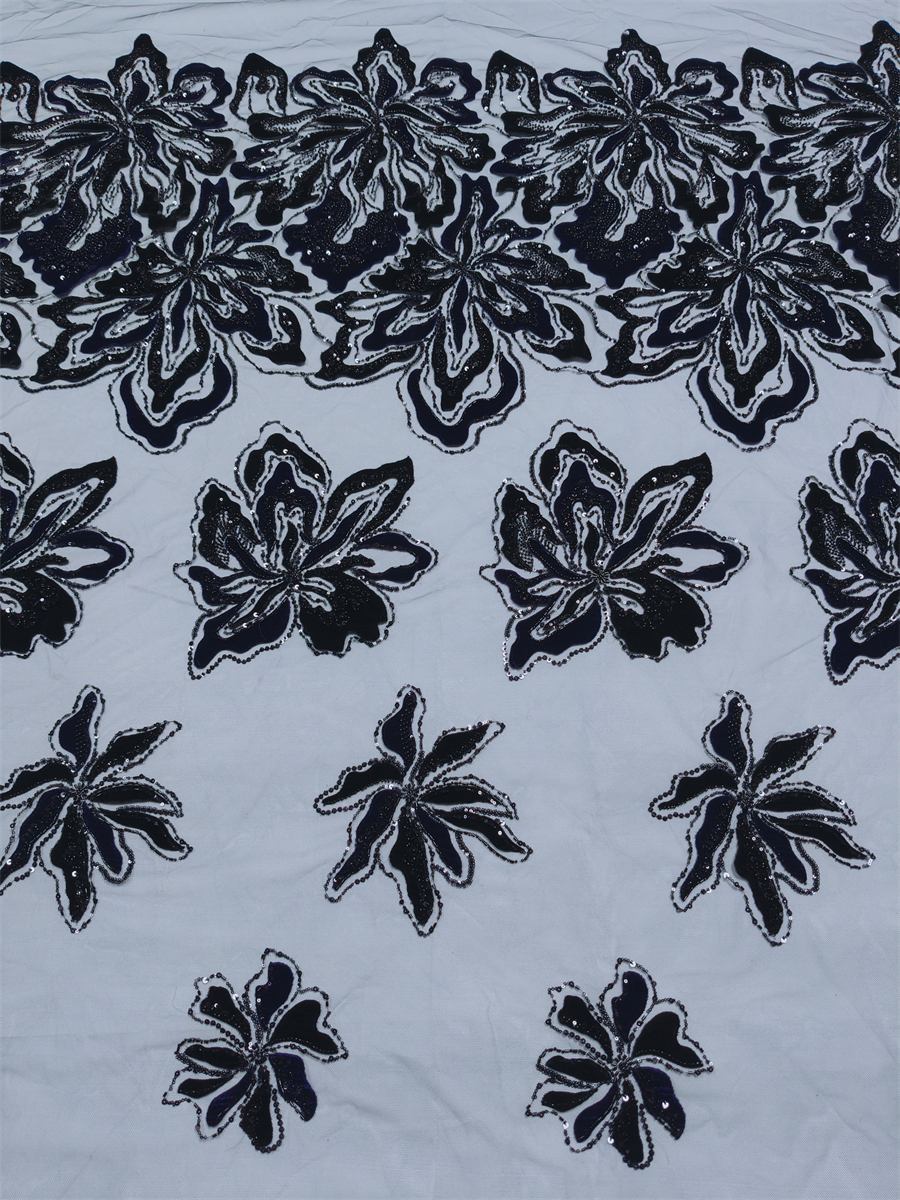 Beaded Tulle 3D Floral Fabric - 5 Yards | MOD ZT025