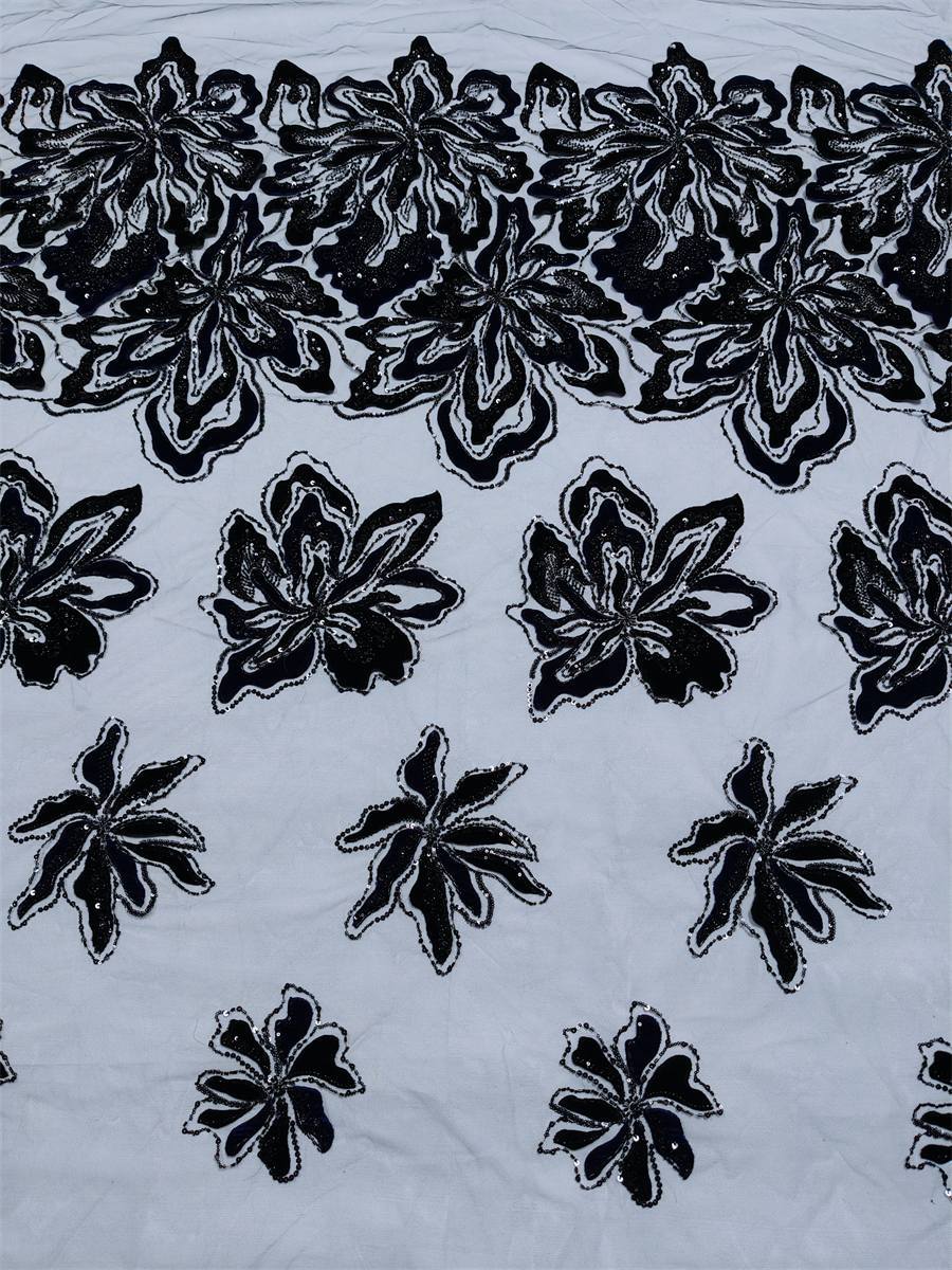 Beaded Tulle 3D Floral Fabric - 5 Yards | MOD ZT025