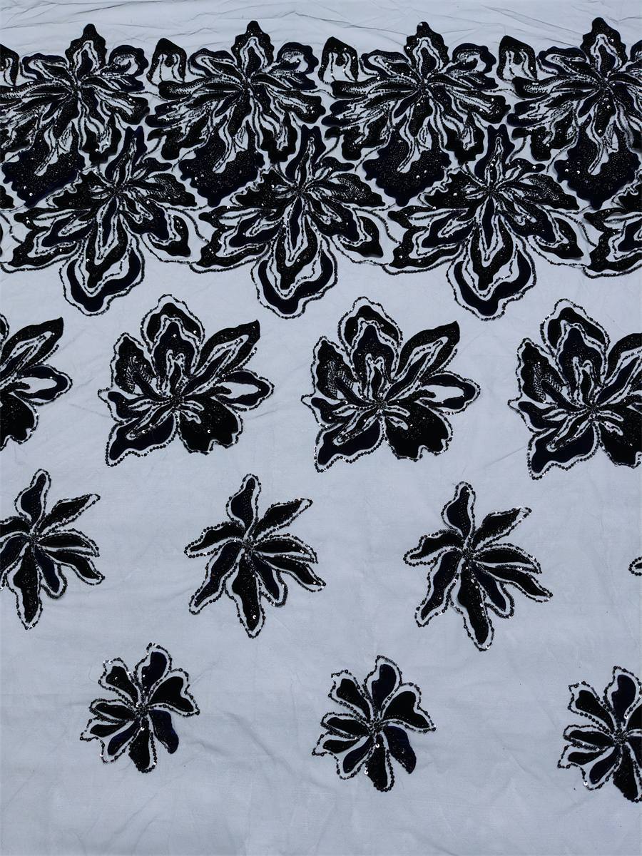 Beaded Tulle 3D Floral Fabric - 5 Yards | MOD ZT025