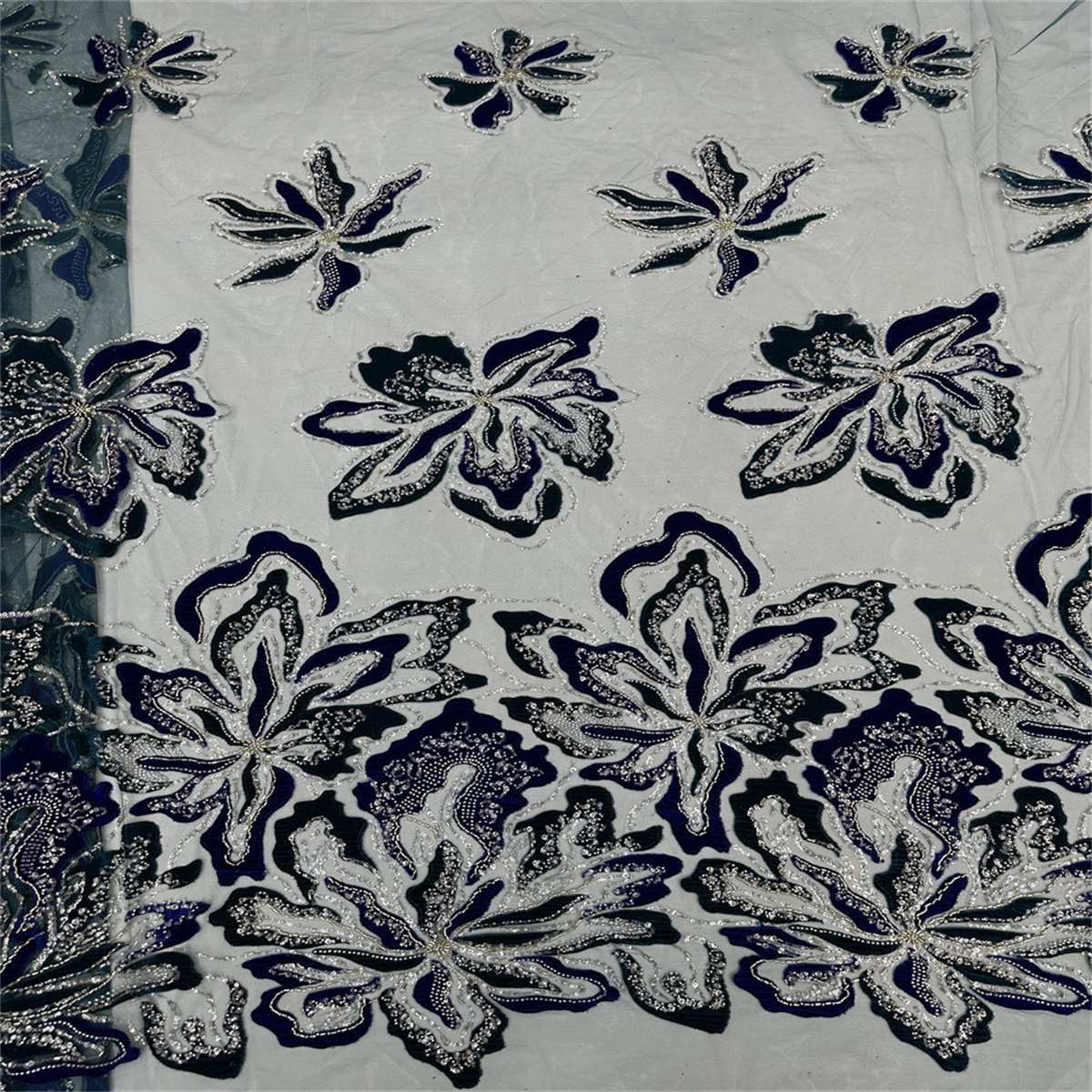 Beaded Tulle 3D Floral Fabric - 5 Yards | MOD ZT025