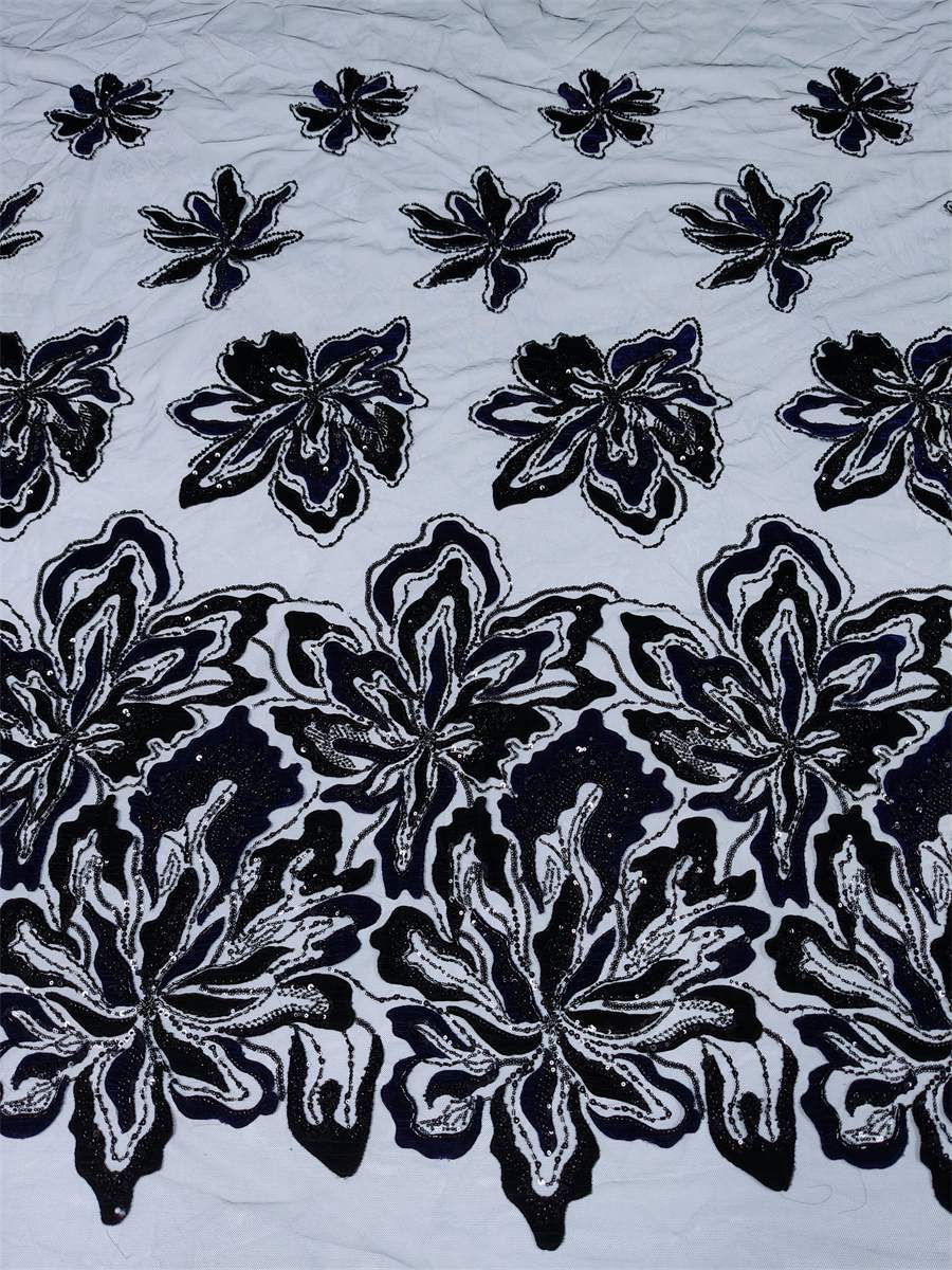 Beaded Tulle 3D Floral Fabric - 5 Yards | MOD ZT025