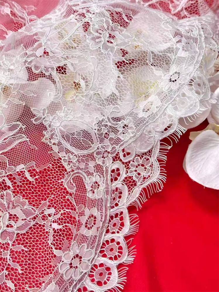 Bridal Lace Trim - 9 Meters - Corded Beaded Chantilly Wedding Lace Trim | COD HN514
