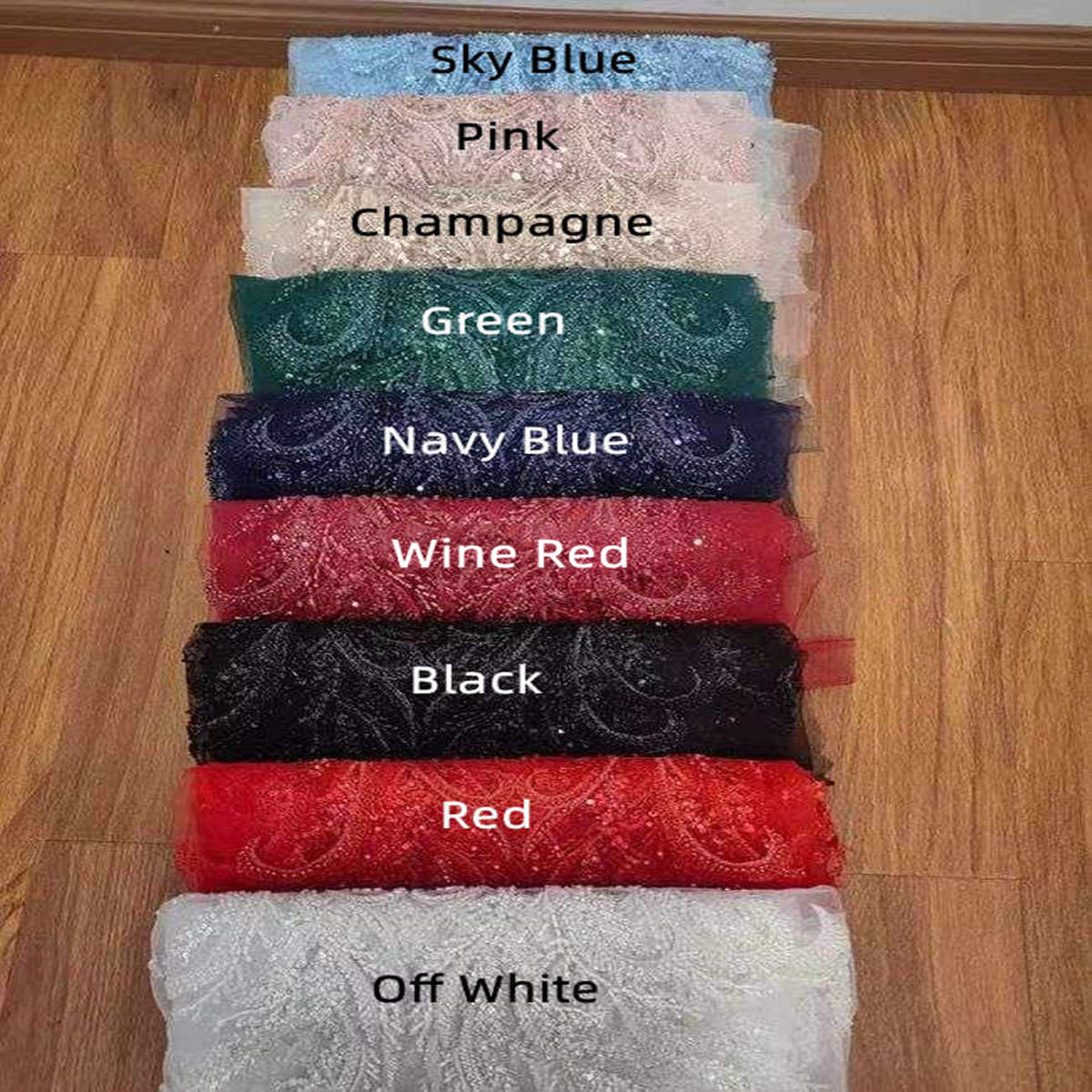 Beaded Tulle Fabric - 5 Yards | COD RX067