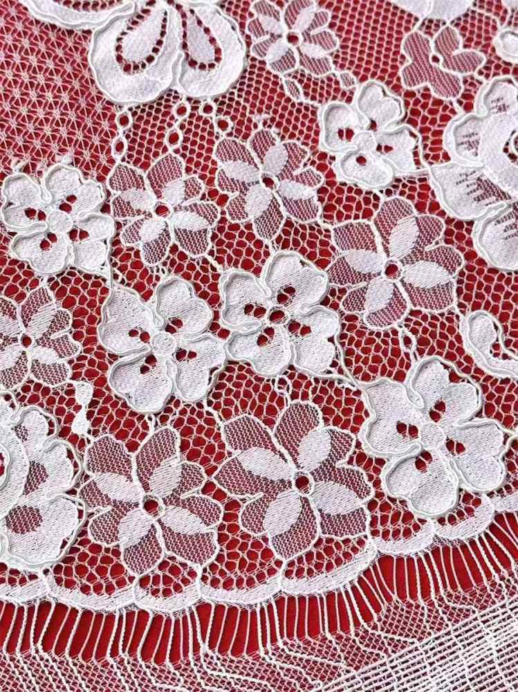 Bridal Lace Fabric - 3 Meters - Corded Beaded Chantilly Wedding Lace Fabric | HN503