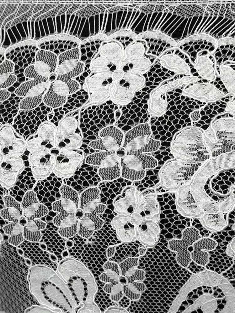 Bridal Lace Fabric - 3 Meters - Corded Beaded Chantilly Wedding Lace Fabric | HN503