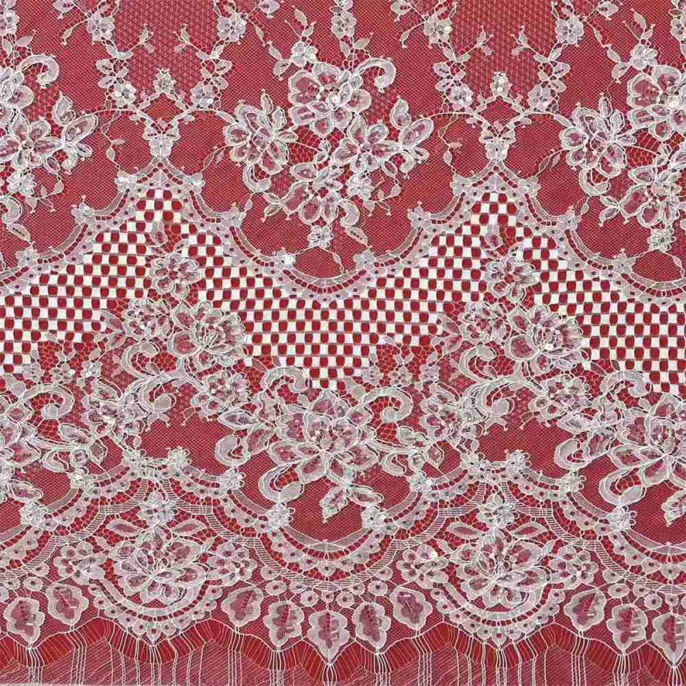 Bridal Lace Fabric - 3 Meters - Corded Beaded Chantilly Wedding Lace Fabric | HN506