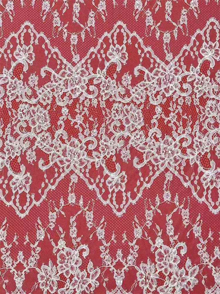 Bridal Lace Fabric - 3 Meters - Corded Beaded Chantilly Wedding Lace Fabric | HN506
