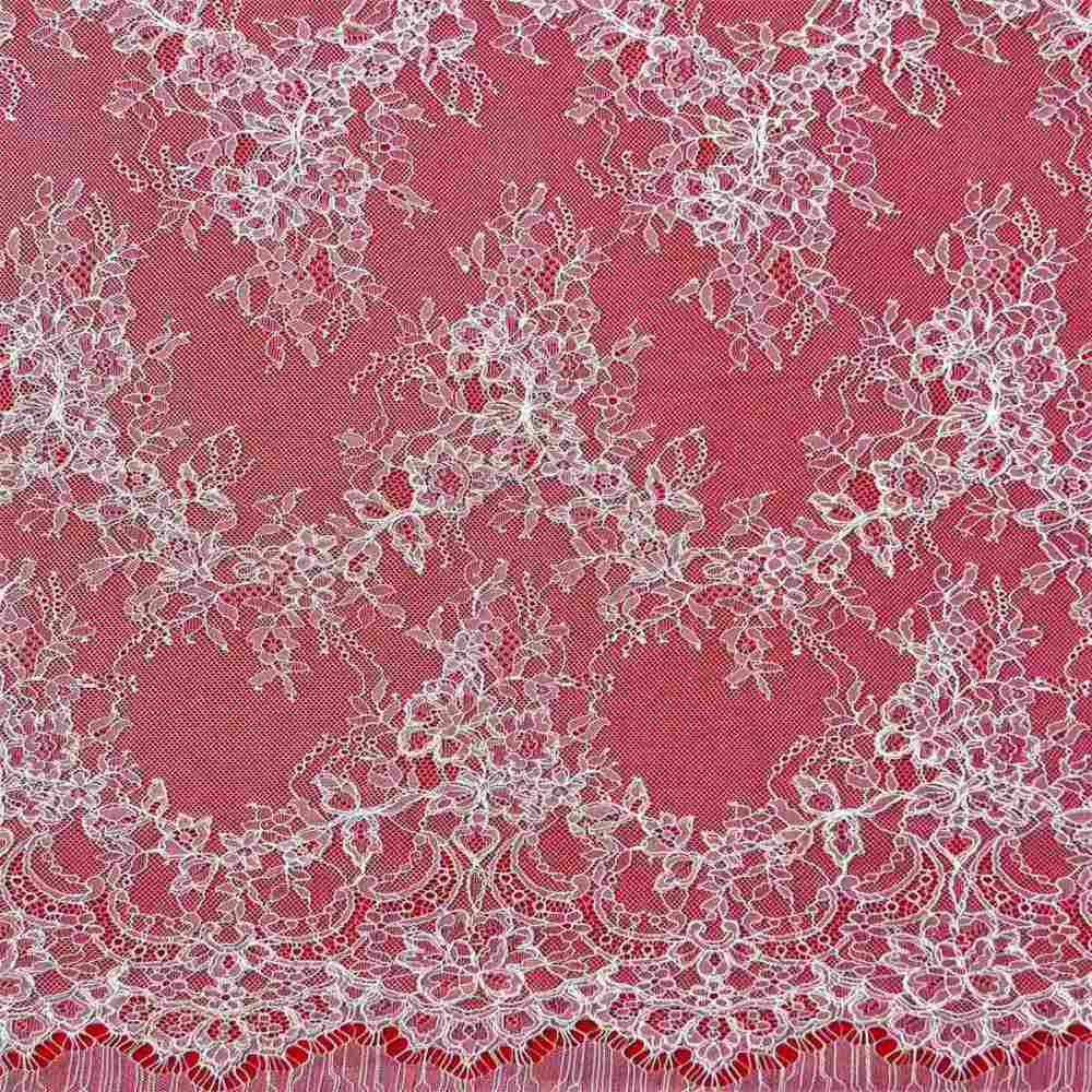 Bridal Lace Fabric - 3 Meters - Corded Beaded Chantilly Wedding Lace Fabric | HN509