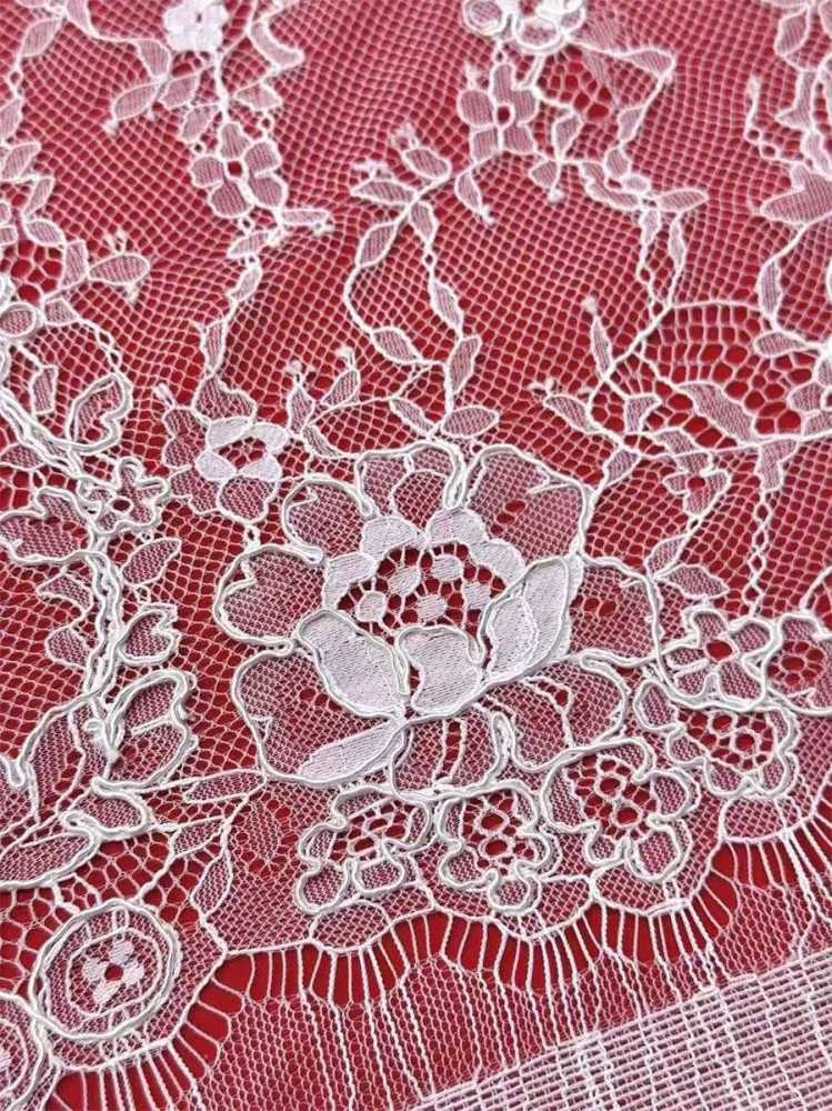 Bridal Lace Fabric - 3 Meters - Corded Beaded Chantilly Wedding Lace Fabric | HN510