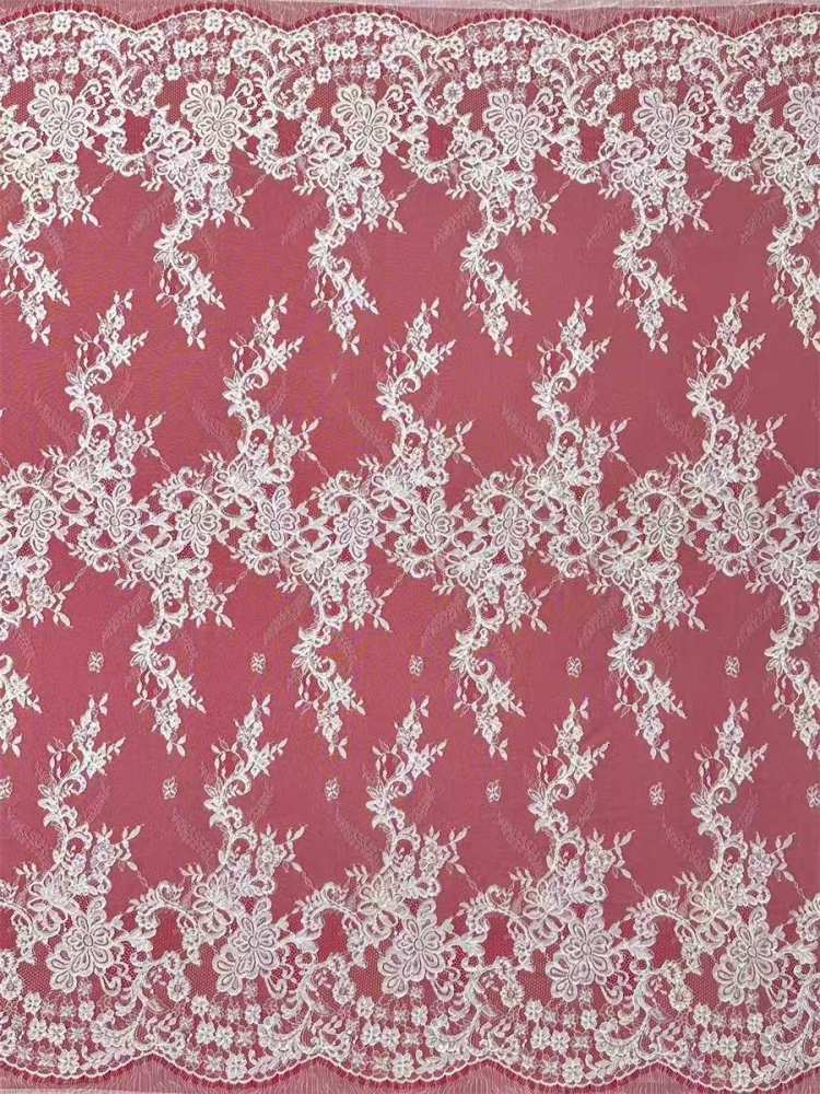 Bridal Lace Fabric - 3 Meters - Corded Beaded Chantilly Wedding Lace Fabric | HN512