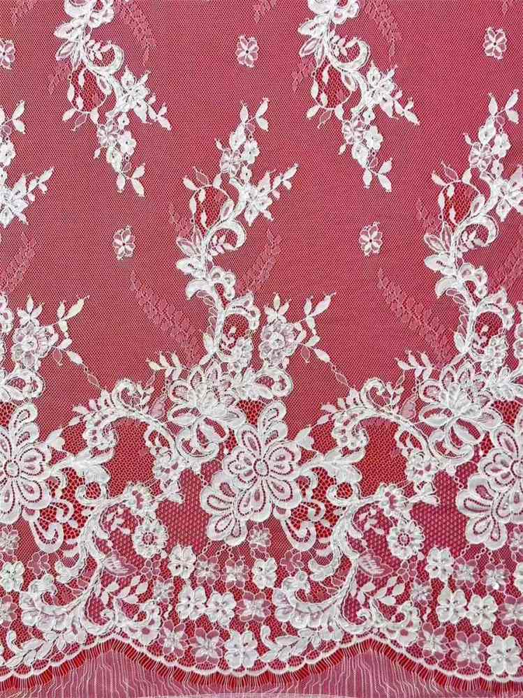Bridal Lace Fabric - 3 Meters - Corded Beaded Chantilly Wedding Lace Fabric | HN512