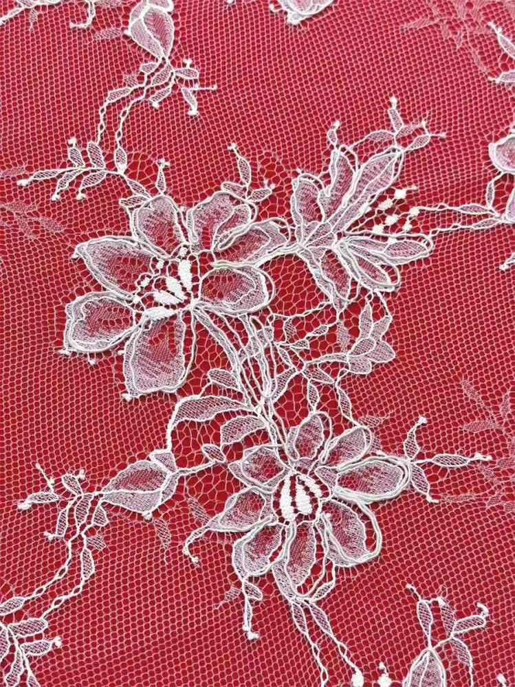 Bridal Lace Fabric - 3 Meters - Corded Beaded Chantilly Wedding Lace Fabric | HN513
