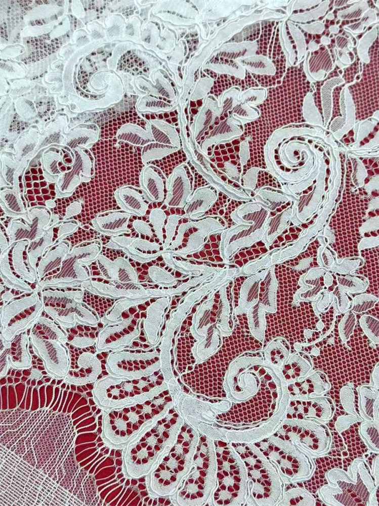 Bridal Lace Fabric - 3 Meters - Corded Beaded Chantilly Wedding Lace Fabric | HN519