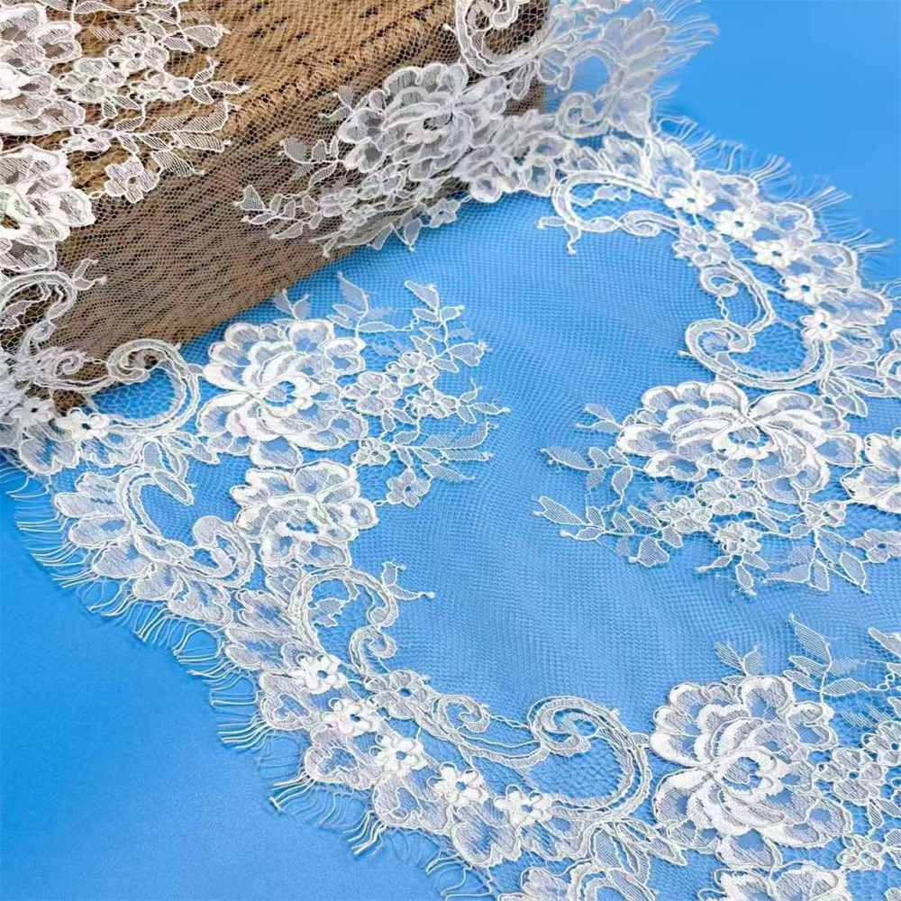 Bridal Lace Trim - 9 Meters - Corded Beaded Chantilly Wedding Lace Trim | COD HN518