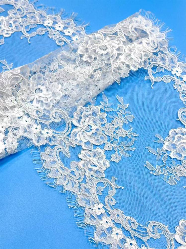Bridal Lace Trim - 9 Meters - Corded Beaded Chantilly Wedding Lace Trim | COD HN518