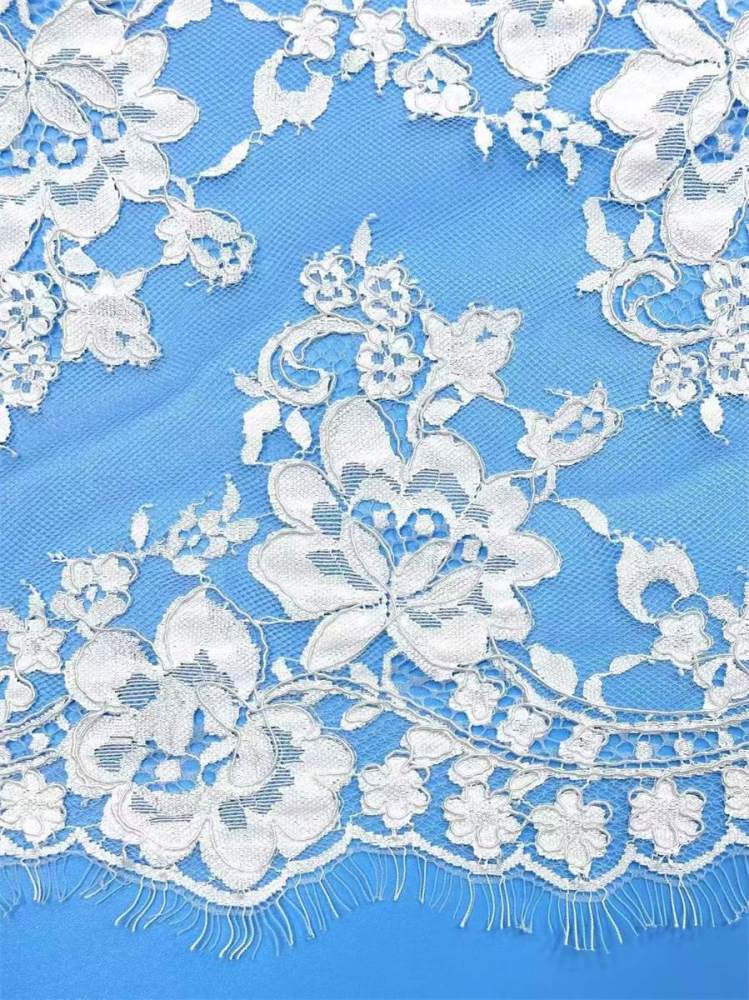 Bridal Lace Trim - 9 Meters - Corded Beaded Chantilly Wedding Lace Trim | COD HN525