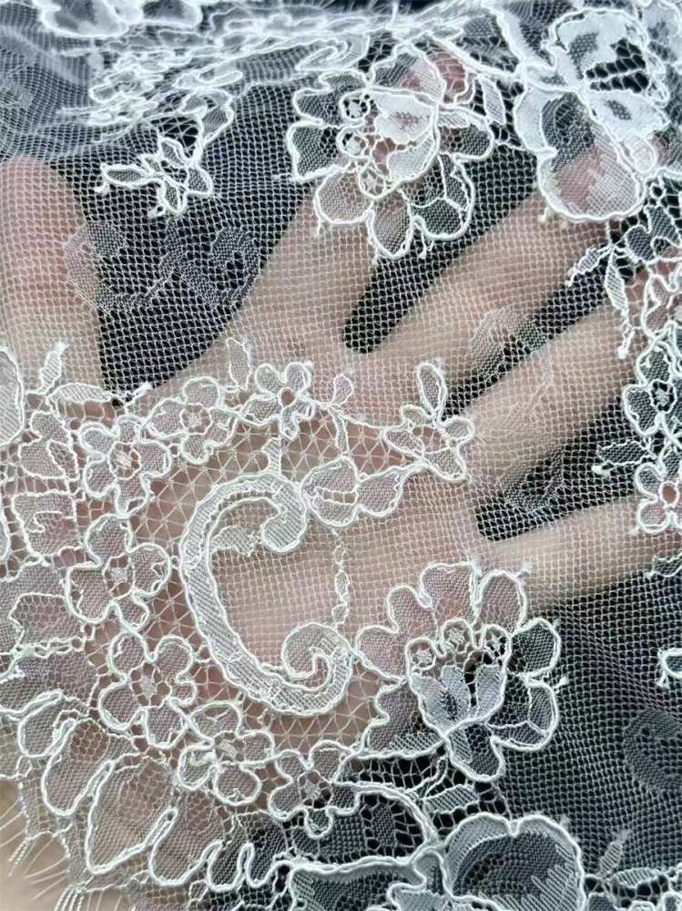 Bridal Lace Trim - 9 Meters - Corded Beaded Chantilly Wedding Lace Trim | COD HN614