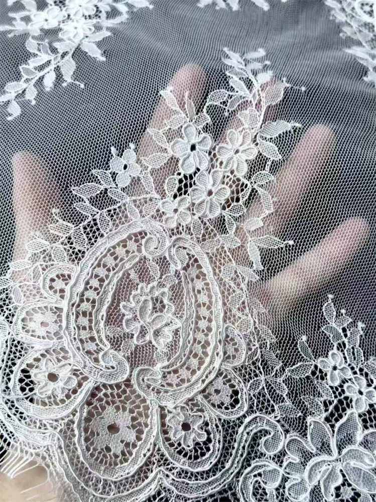 Bridal Lace Trim - 9 Meters - Corded Beaded Chantilly Wedding Lace Trim | COD HN616