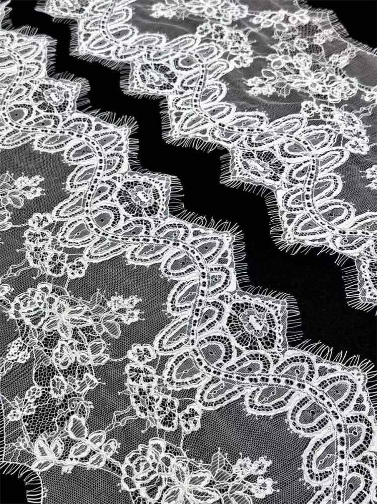 Bridal Lace Trim - 9 Meters - Corded Beaded Chantilly Wedding Lace Trim | COD HN625