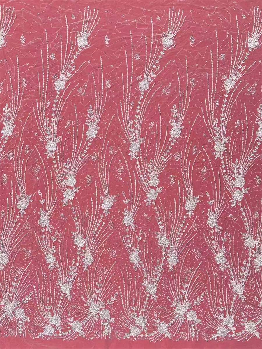 Bridal Lace Fabric - 5 Yards - Beaded Wedding Lace Fabric | HN527
