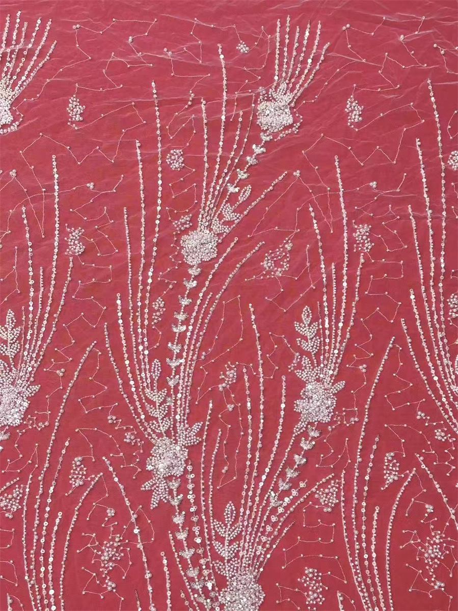 Bridal Lace Fabric - 5 Yards - Beaded Wedding Lace Fabric | HN527